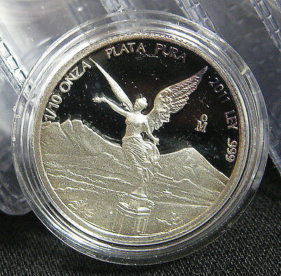 2011 Mexican Libertad 1/10 Oz .999 Silver Beautifully Toned Capsuled Proof Coin