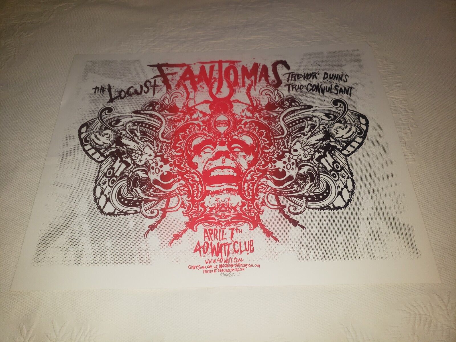 Locust Fantomas Trevor Dunns Trio 40 Watt Club Signed & Numbered Poster