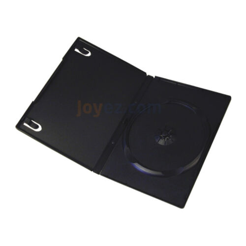 50 Pk Standard 14mm Single Cd Dvd Black Movie Case Storage Box With Outter Cover
