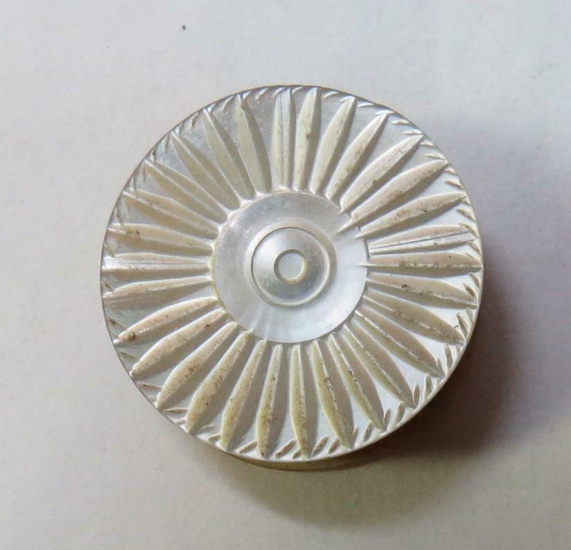 Antique Carved Mother Of Pearl Thread Waxer