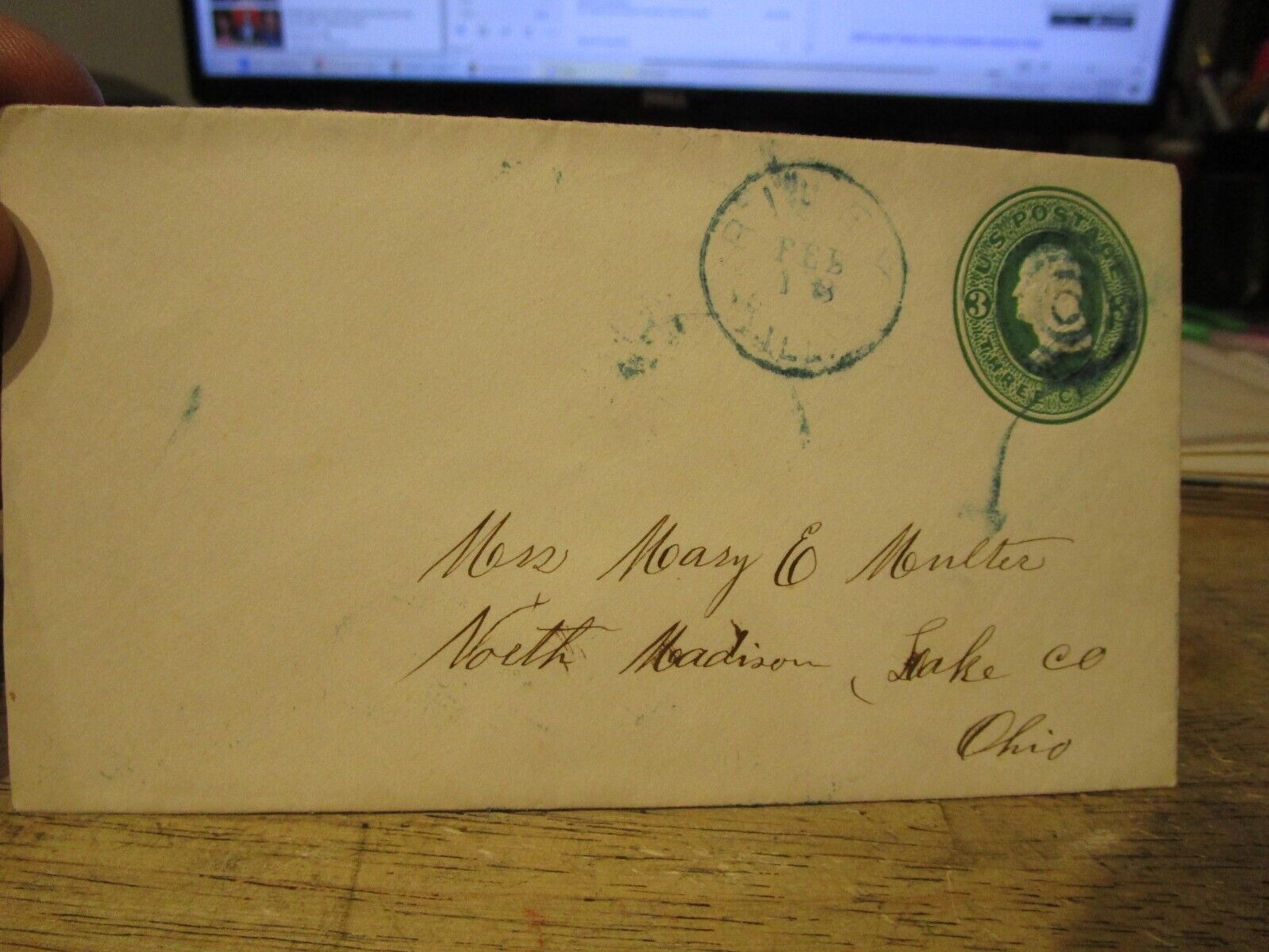 Vintage Old Antique Empty Envelope Cover Riley Illinois North Madison Ohio 1870s