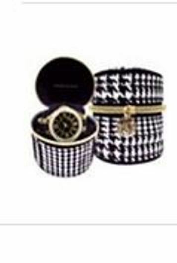 Anne Klein Empty Exquisite Fabric Black/white Watch Box Travel Pouch Cute