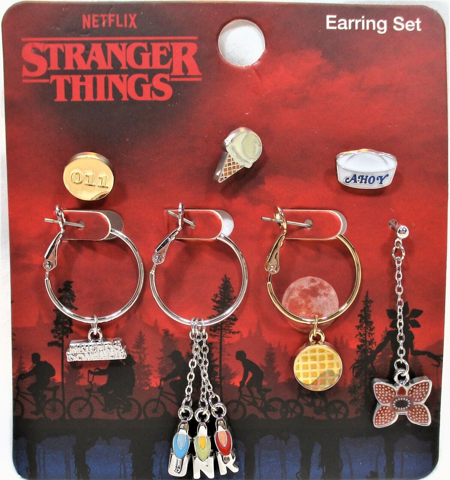 Stranger Things Earring Set Netflix Loungefly Mismatched Set Of 7 Earrings Nip