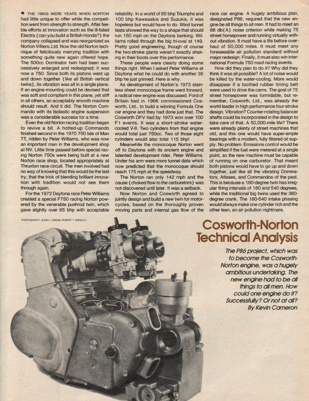 1980 Cosworth-norton Technical Analysis - 8-page Vintage Motorcycle Article