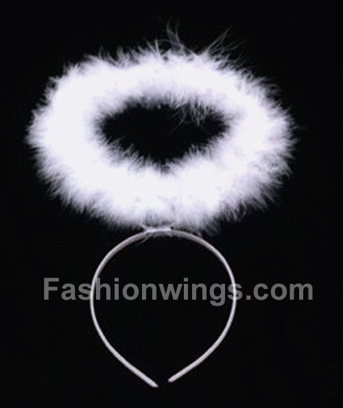 White Marabou Feather Headband Angel Halo Ring For Children Or Adults