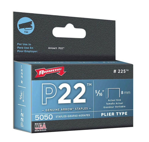 Arrow Fastener 225 P22 5/16-inch 8mm Plier Staples, 5,050-pack