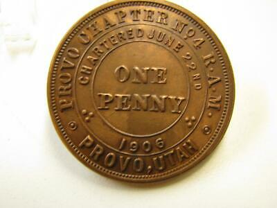 Provo Ut Masonic Chapter #4 Penny Token Medal