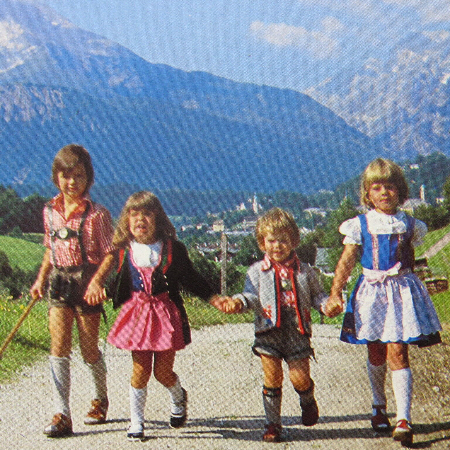 German Kids In The Mountain Range Post Card Vintage 1980's