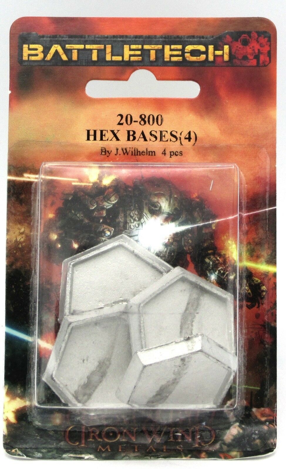 Battletech 20-800 Hex Bases (4) 25mm Metal Miniature Stands Mech Accessories Nib
