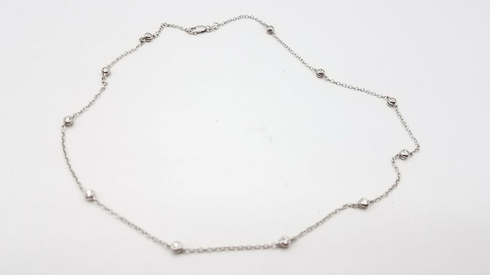 925 Silver Cz Necklace Beaded 18" Dy514