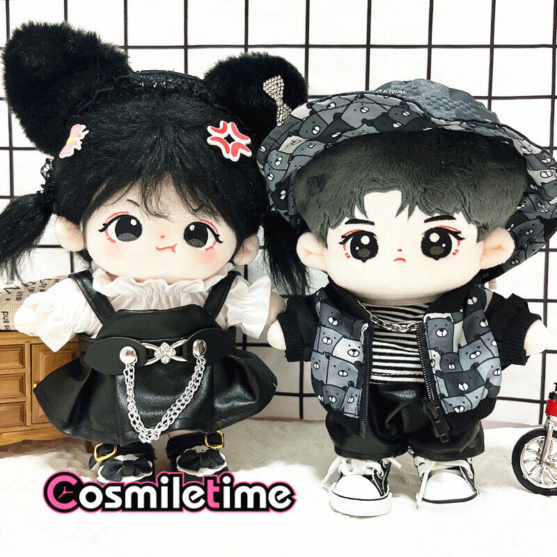 Kpop Star Plush 20cm Doll Leather Skirt Jacket Clothes Clothing Outfits Dress Up