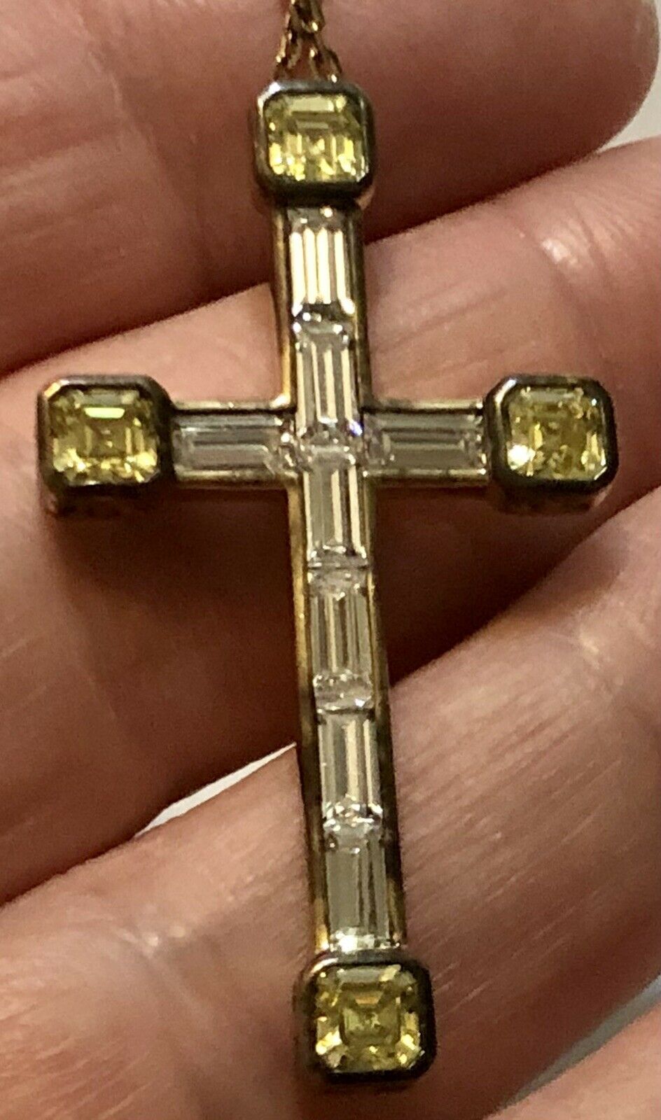 Daniel K Sterling Silver Crystal Cz Vermeil Cross Pendant W 925 Necklace Chain