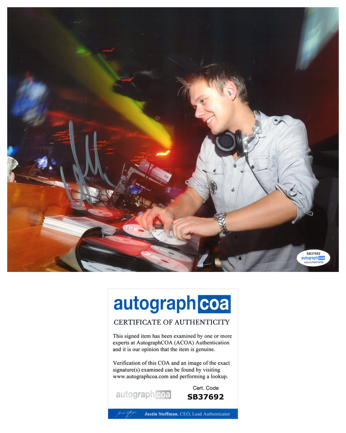 Armin Van Buuren Signed 8x10 Photo Acoa Autographed A State Of Trance Racc 2