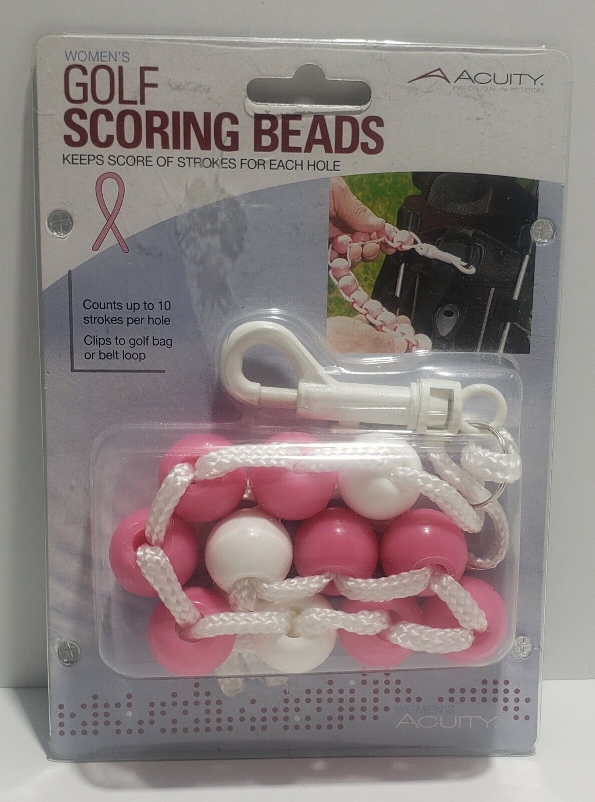 Golf Scoring Beads _ Stroke Counter _ Pink And White _ Breast Cancer Awareness