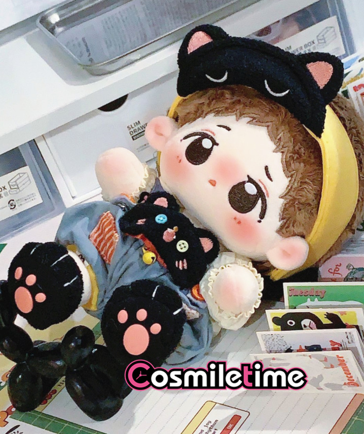 No Attributes Monster Black Cat Plush 20cm Doll Cool Guy Clothes Outfit Dress Up