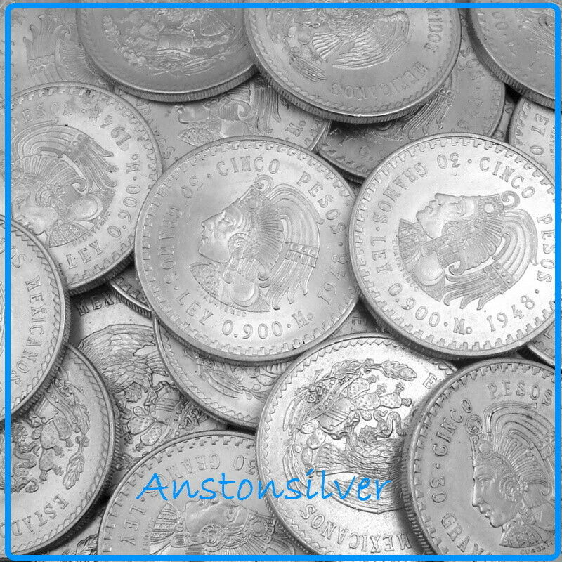 1948 Mexico Cinco Pesos - Cuauhtemoc - 90% Silver Coin
