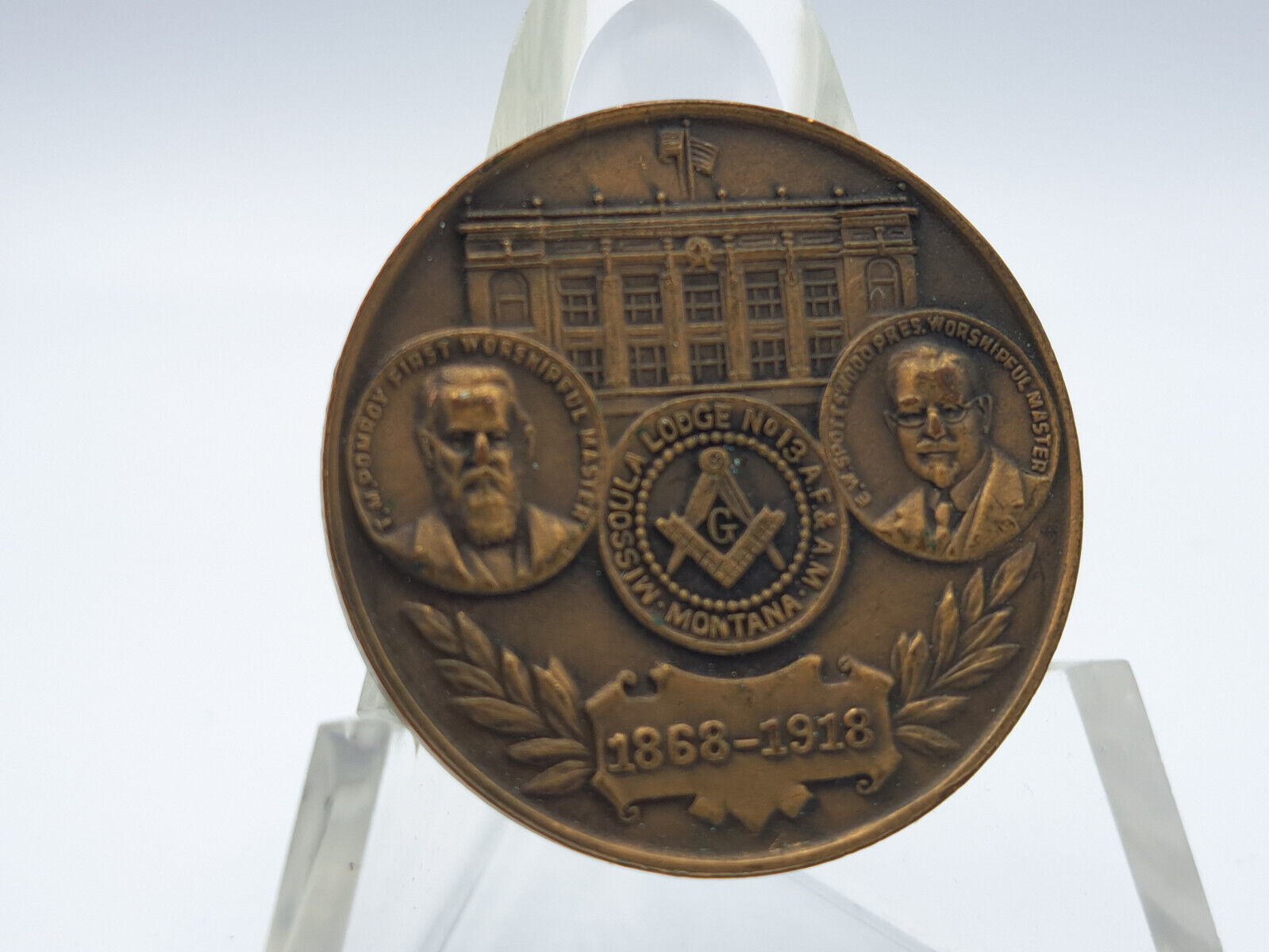 1918 "50th Anniversary Of The Founding Of Missoula Masonic Lodge No. 13" Medal