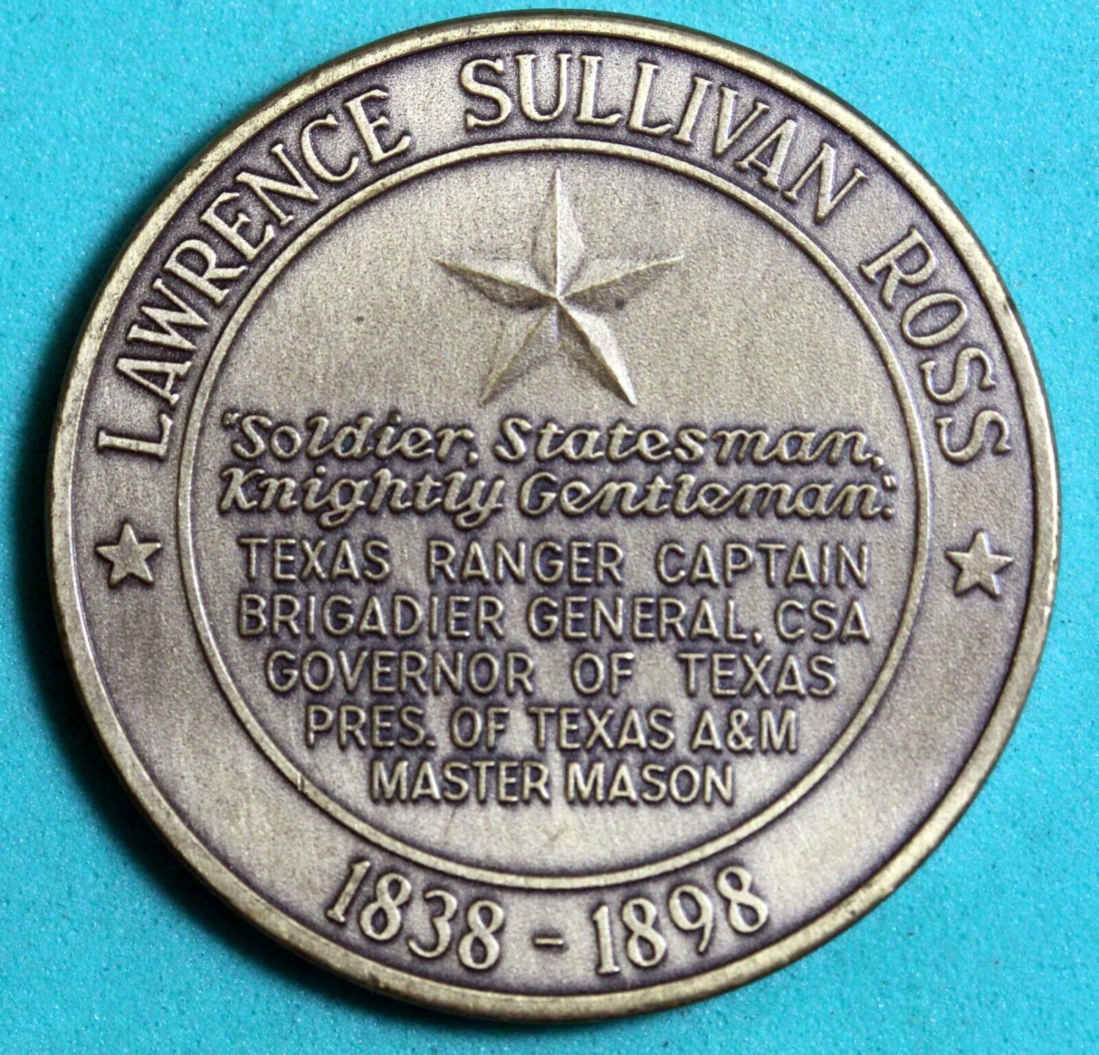 1987 - Sul Ross No. 1300 Lodge Of Texas Masonic Token College Station!!  #j20370