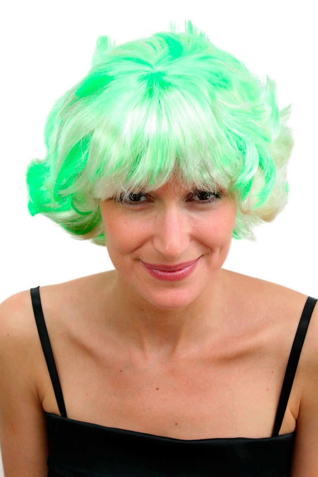 Wig Ladies Carnival Green Blonde Platinum Colourful Kess & Cool Short Voluminous