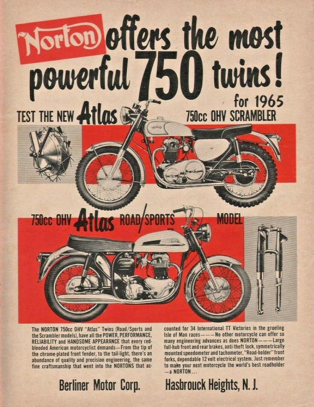1965 Norton Atlas 750 - Vintage Motorcycle Ad