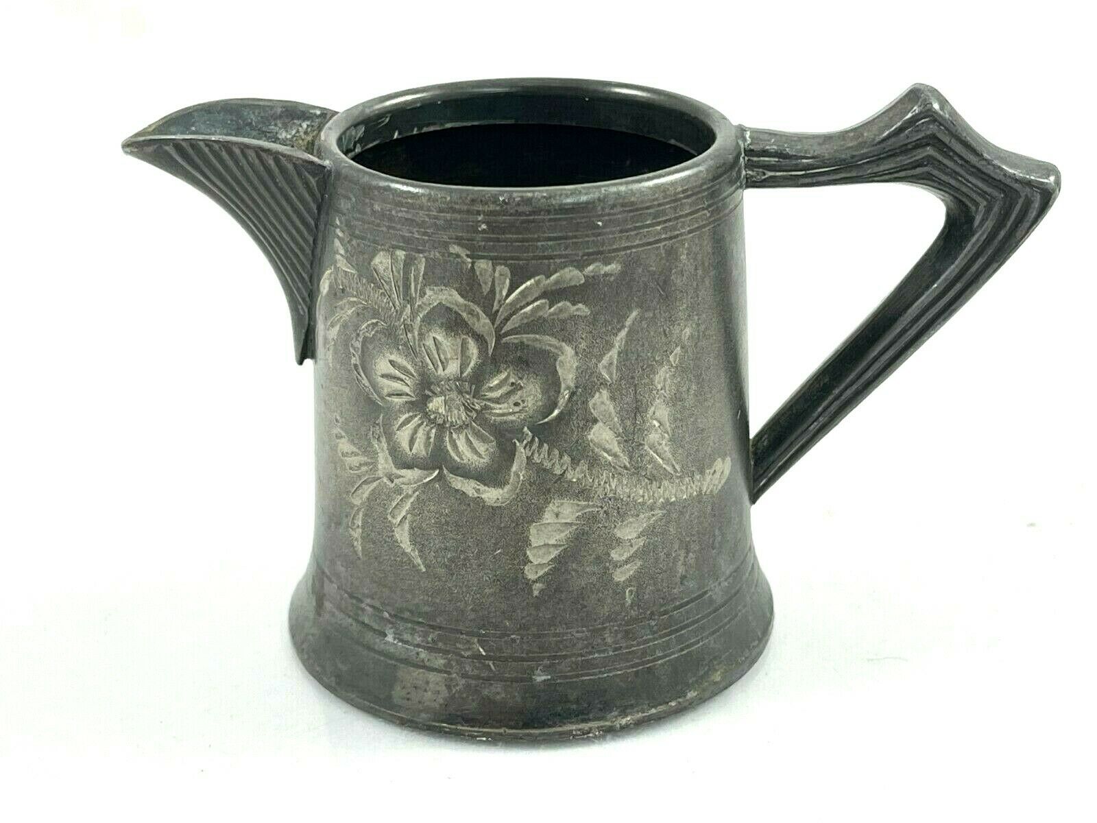 Rogers Silver Quadruple Creamer With Embossed Flower