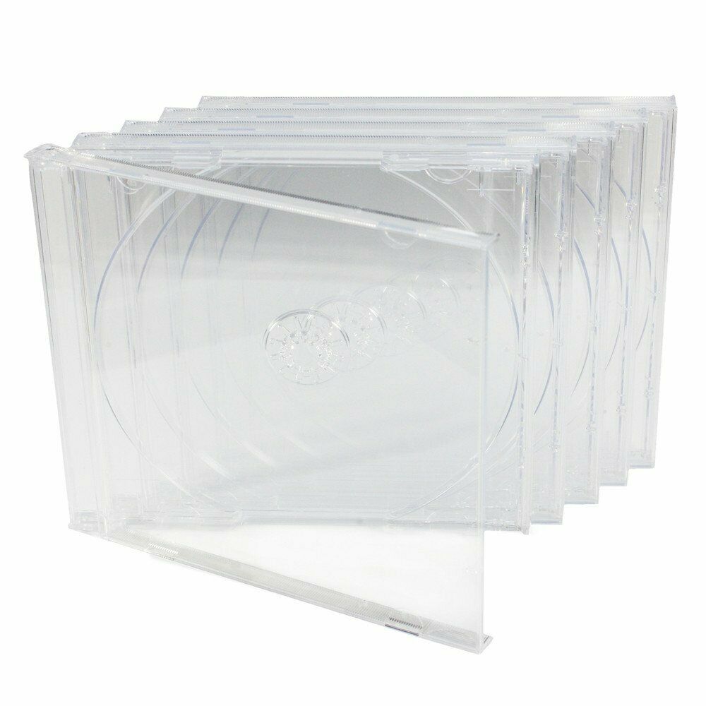 50 Standard 10.4 Mm Jewel Case Single Cd Dvd Disc Storage Assembled Clear Tray