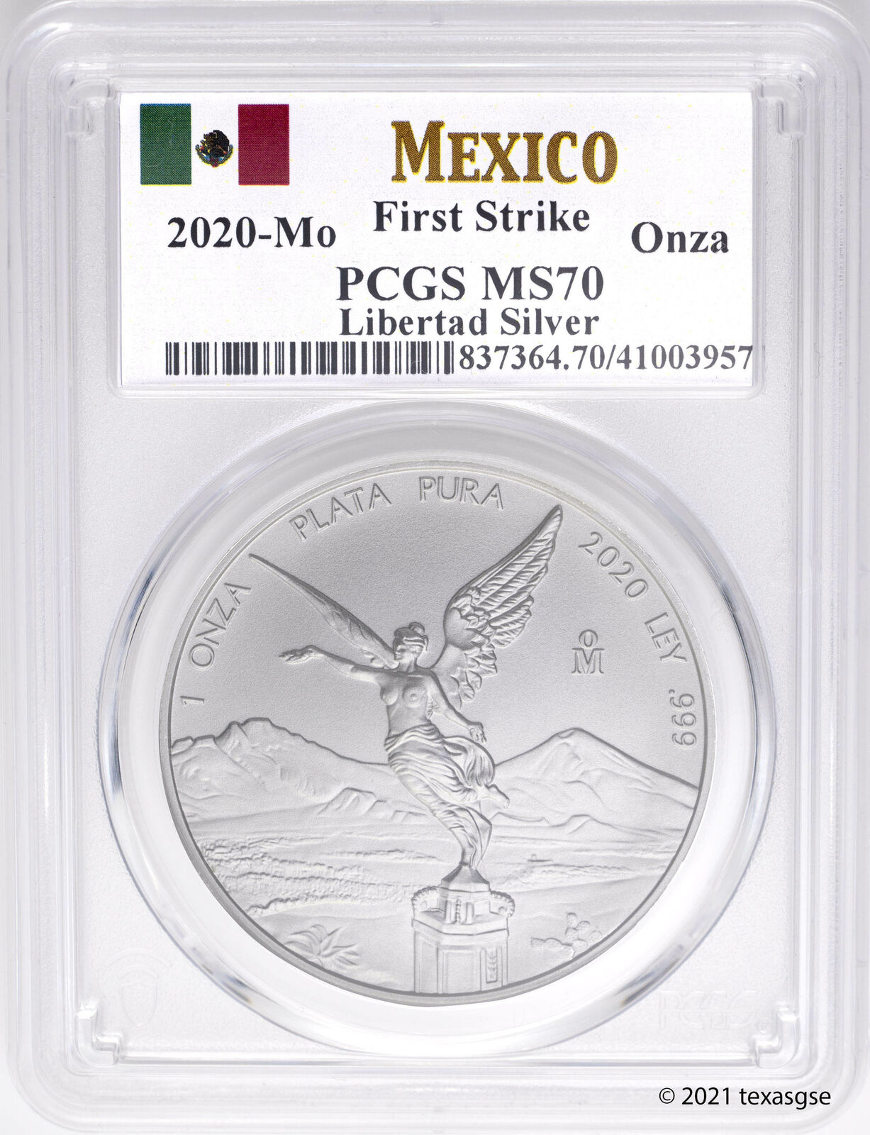 2020-mo Mexico Onza Silver Libertad .999 Silver 1oz Coin Pcgs Ms70 First Strike