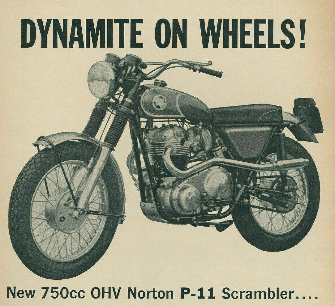 Norton P-11 Scrambler 750cc Motorcycle Vintage Magazine Print Ad 1967