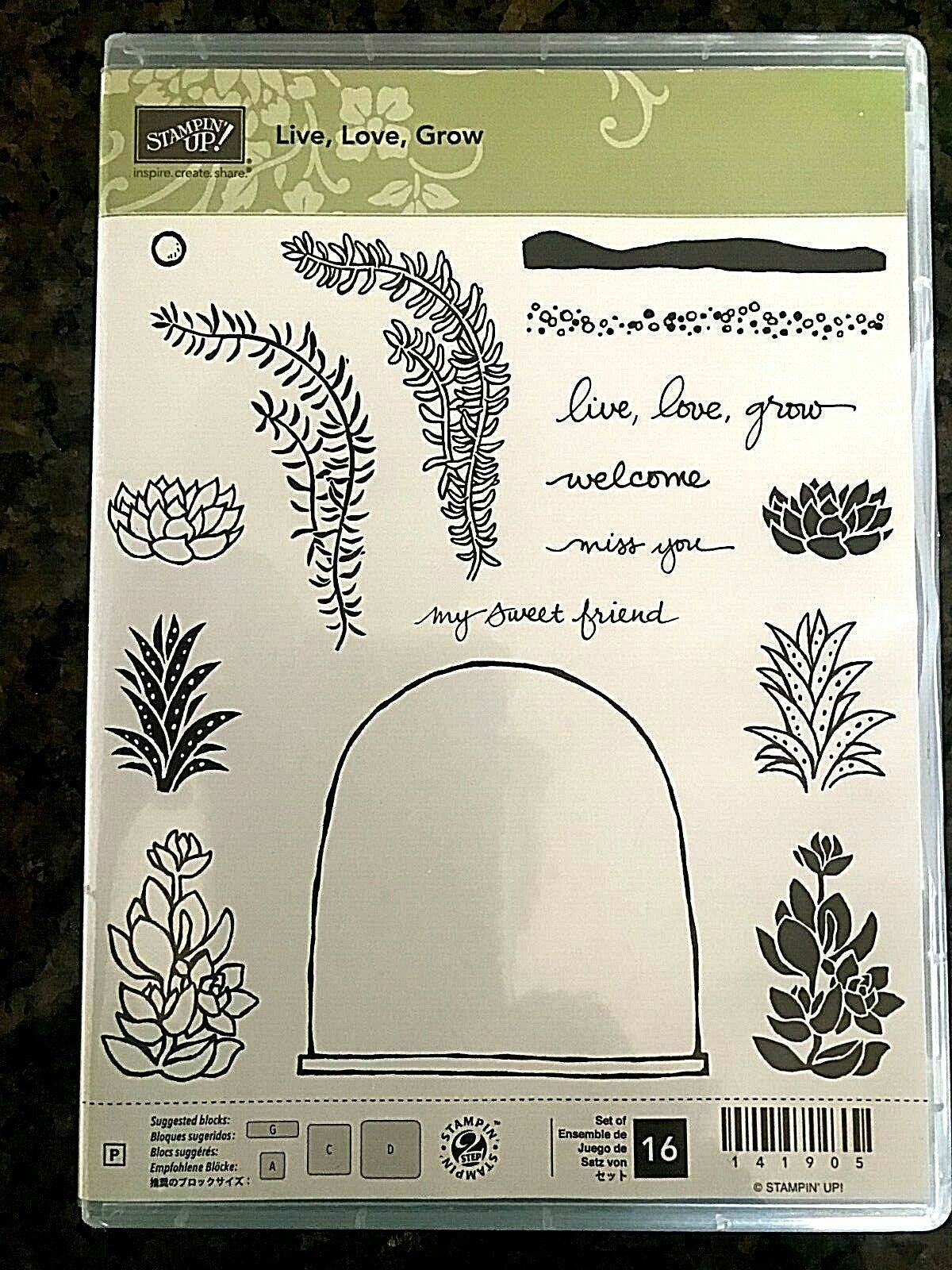 Stampin Up! 16 Piece "live, Love, Grow" Stamps - Retired - Gently Used