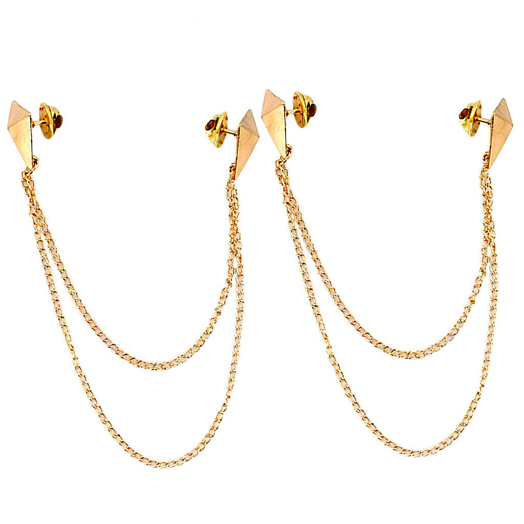2pcs Gold Tone Decor Chain Necklace Clip Clip Brooch Pendant Necklace